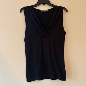 Josephine Chaus Black Sleeveless V-Neck Top Small – Stretch Rayon Blend